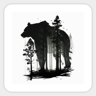 Forest with  Bear Silhouette, Adventure Sticker